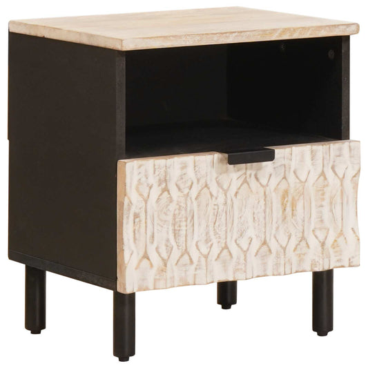 vidaXL Bedside Cabinet 2 pcs White 40 x 33 x 46 cm Solid Mango Wood