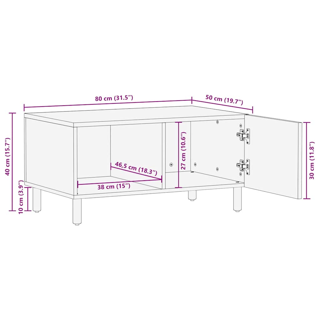 vidaXL Coffee Table Brown 80 x 50 x 40 cm Solid Mango Wood