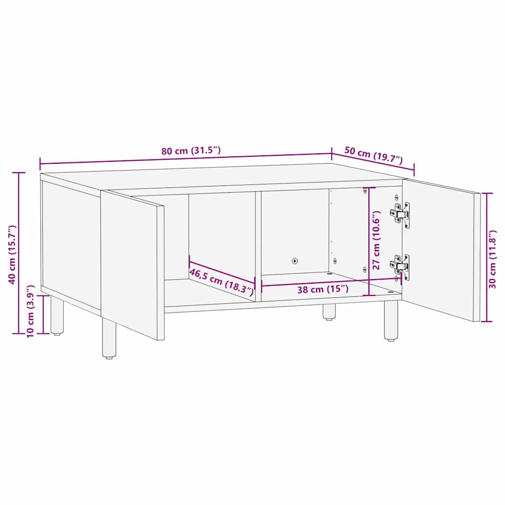 vidaXL Coffee Table Brown 80 x 50 x 40 cm Solid Mango Wood