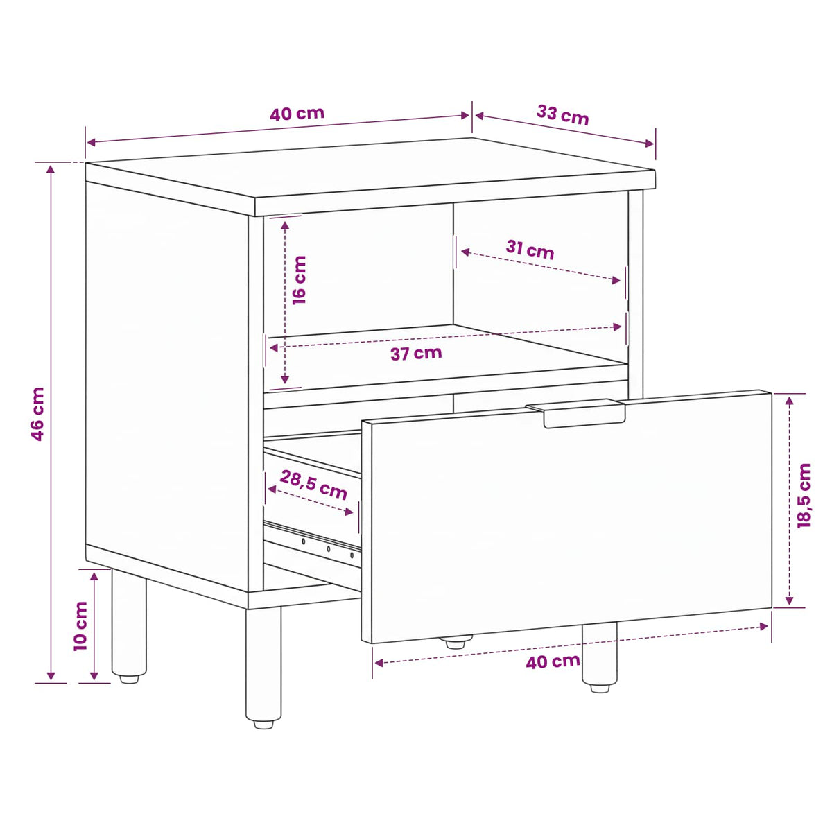 vidaXL Bedside Cabinet 2 pcs Brown 40 x 33 x 46 cm Solid Mango Wood