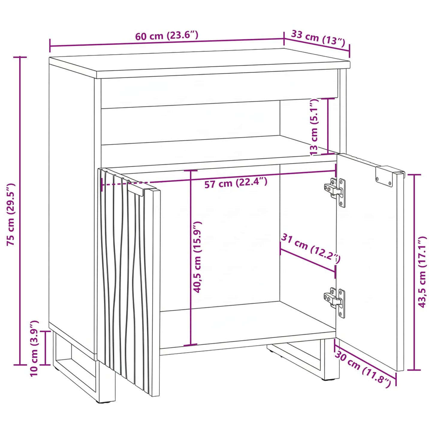 vidaXL Media Storage Cabinets & Racks White and Black 60 x 33 x 75 cm