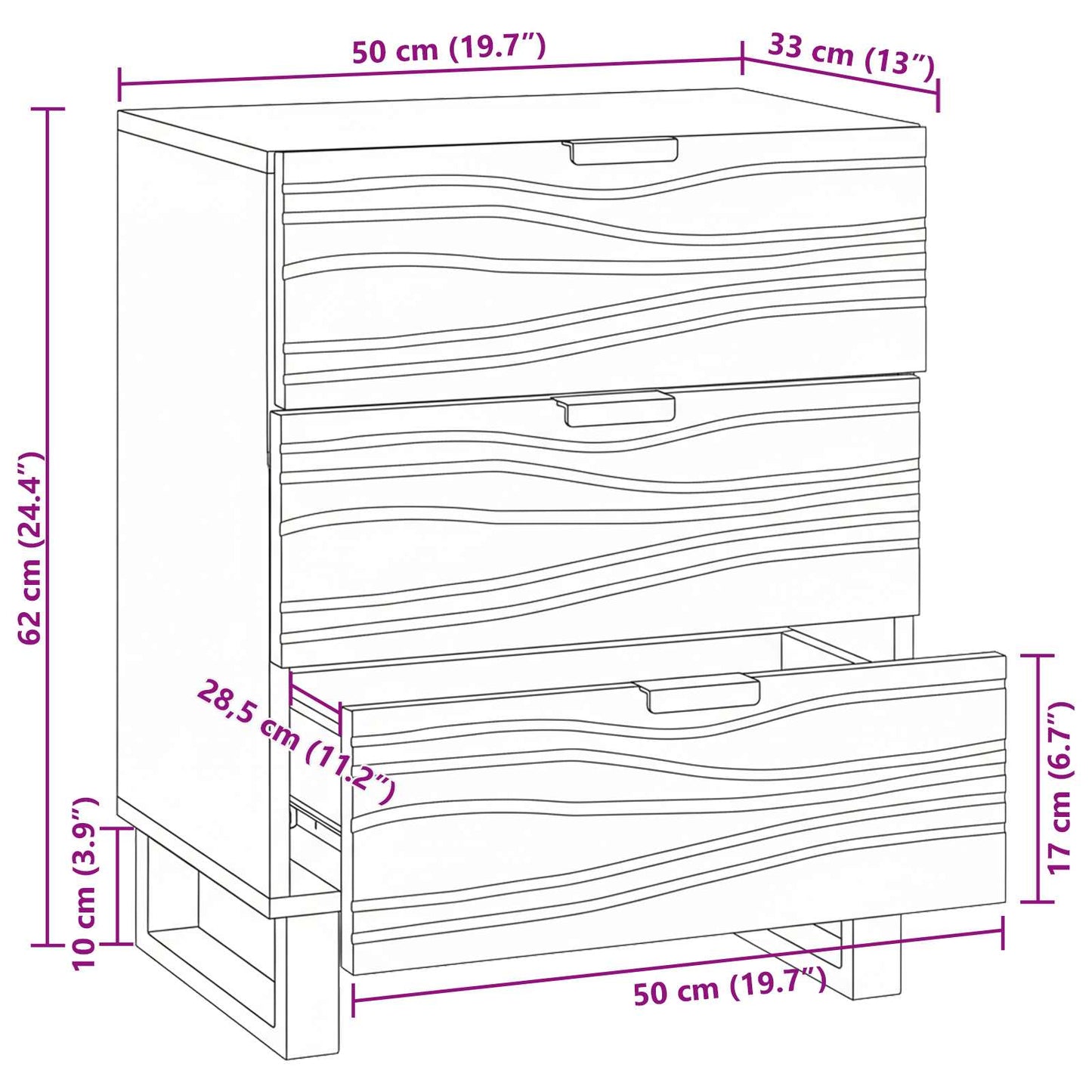 vidaXL Bedside Cabinet Walnut 50 x 33 x 62 cm Engineered Wood