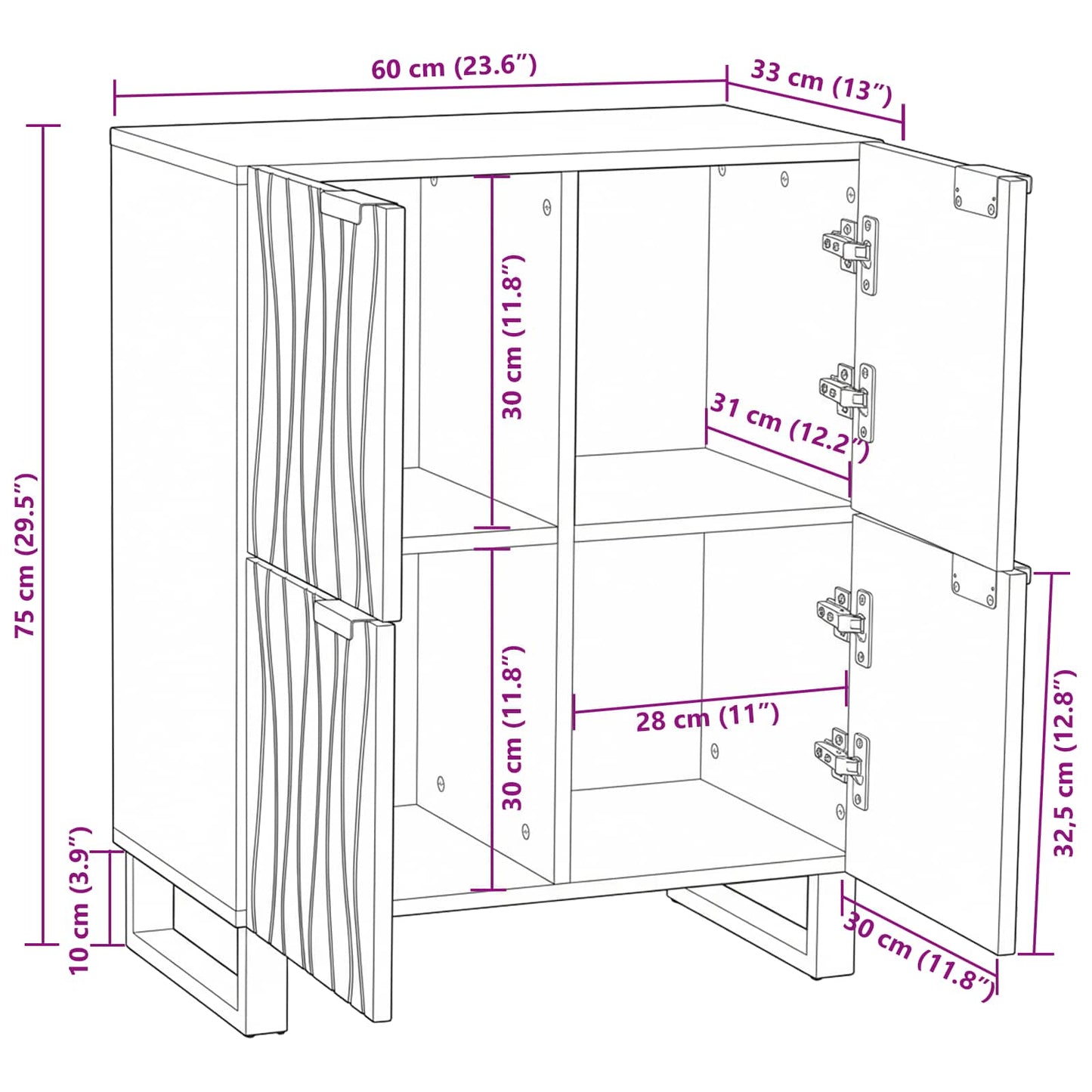 vidaXL Media Storage Cabinets & Racks Brown 60 x 33.5 x 75 cm