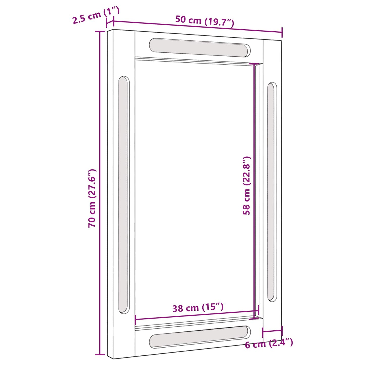 vidaXL Bathroom Mirror Brown 50 x 2.5 x 70 cm Solid Mango Wood