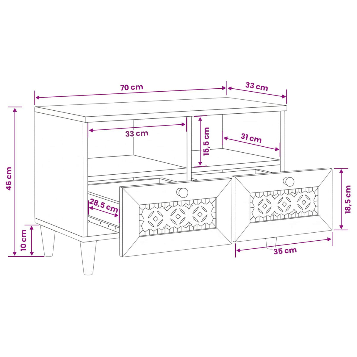 vidaXL TV Units Light Brown 70 x 33 x 46 cm Engineered Wood