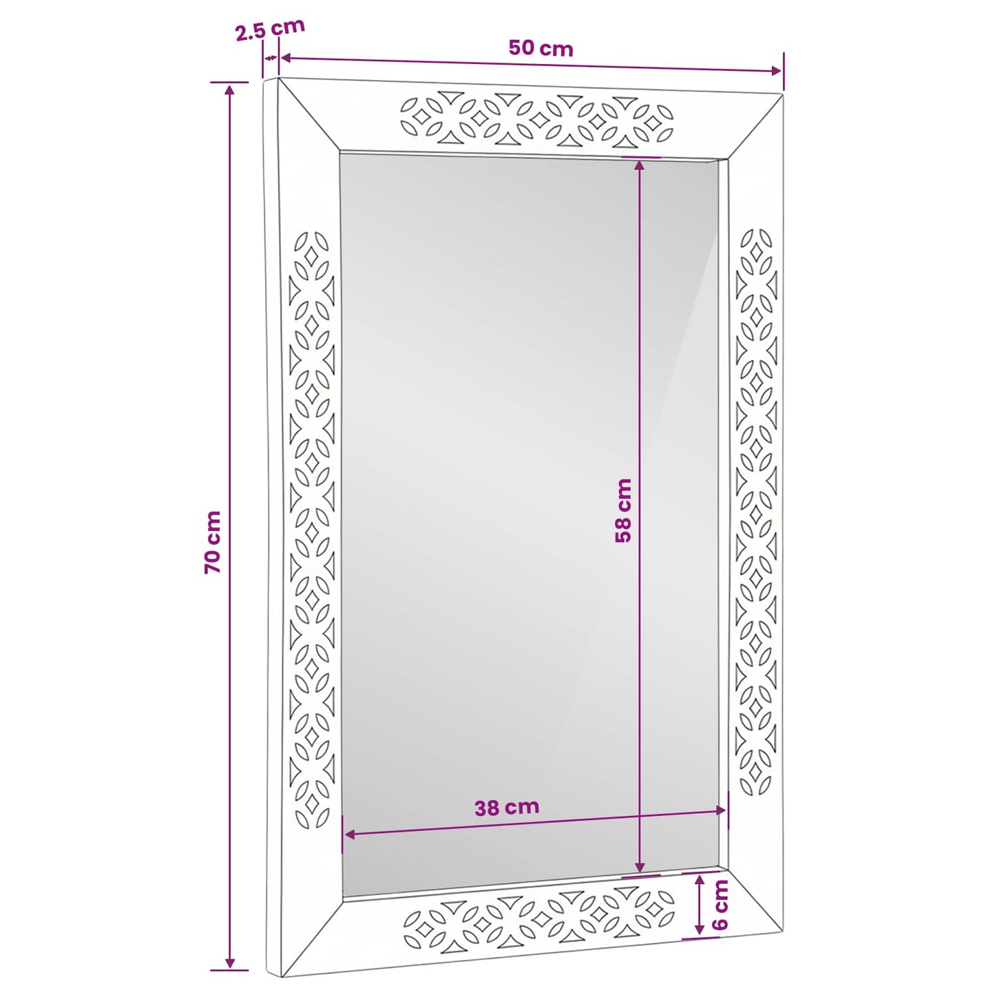 vidaXL Wall Mirror Rectangular 70 x 50 cm Engineered Wood and Glass