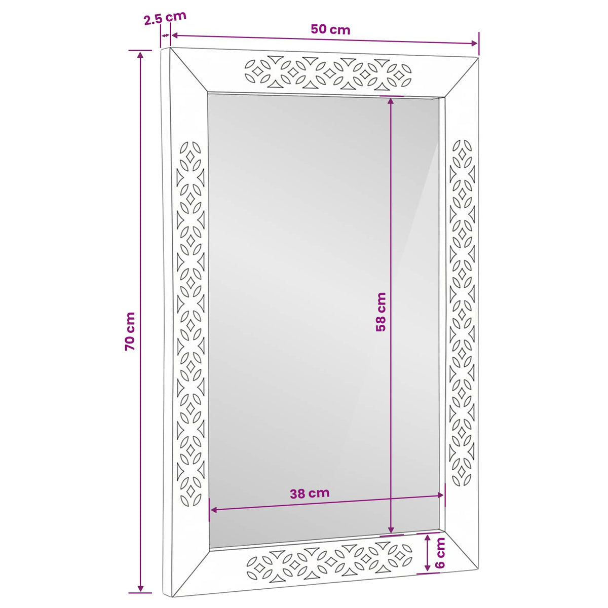 vidaXL Wall Mirror 70 x 50 cm Engineered Wood and Glass Rectangular