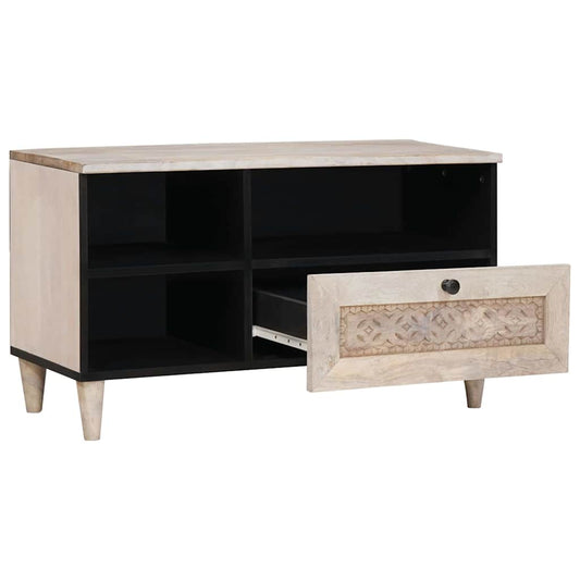 vidaXL TV Cabinet Bleached White 80 x 33 x 46 cm Solid Mango Wood