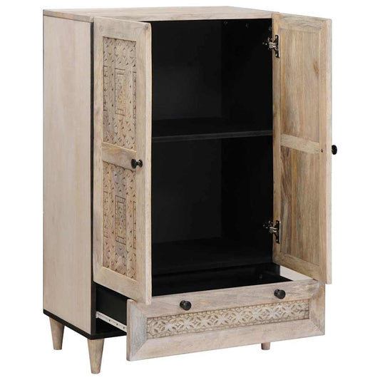 vidaXL Highboard White 60 x 33 x 100 cm Solid mango wood