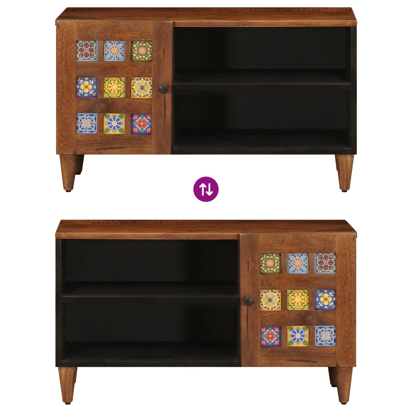 vidaXL TV Cabinet with Storage Walnut 80 x 33 x 46 cm Solid Mango Wood