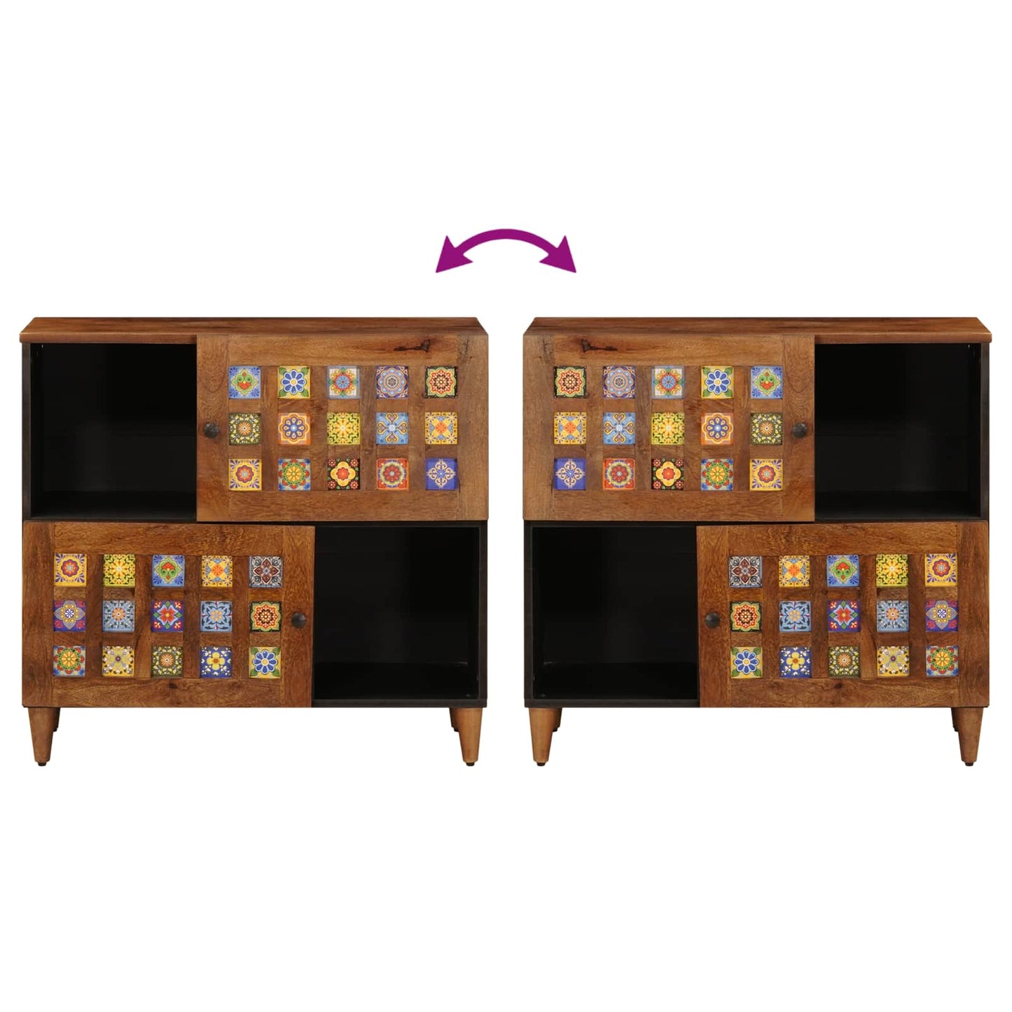 vidaXL Sideboard with Storage Walnut 80 x 33 x 75 cm Solid Mango Wood