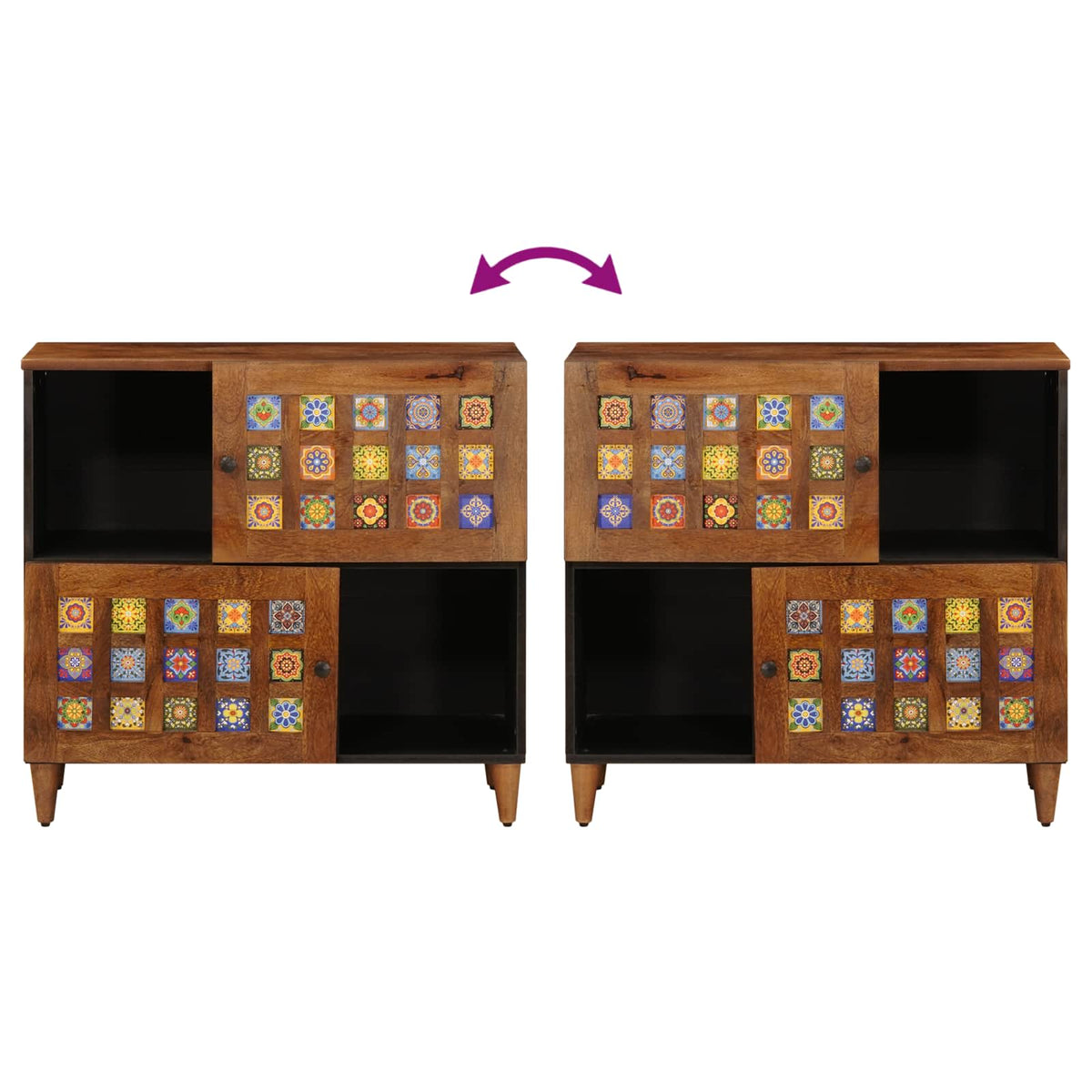vidaXL Sideboard with Storage Walnut 80 x 33 x 75 cm Solid Mango Wood