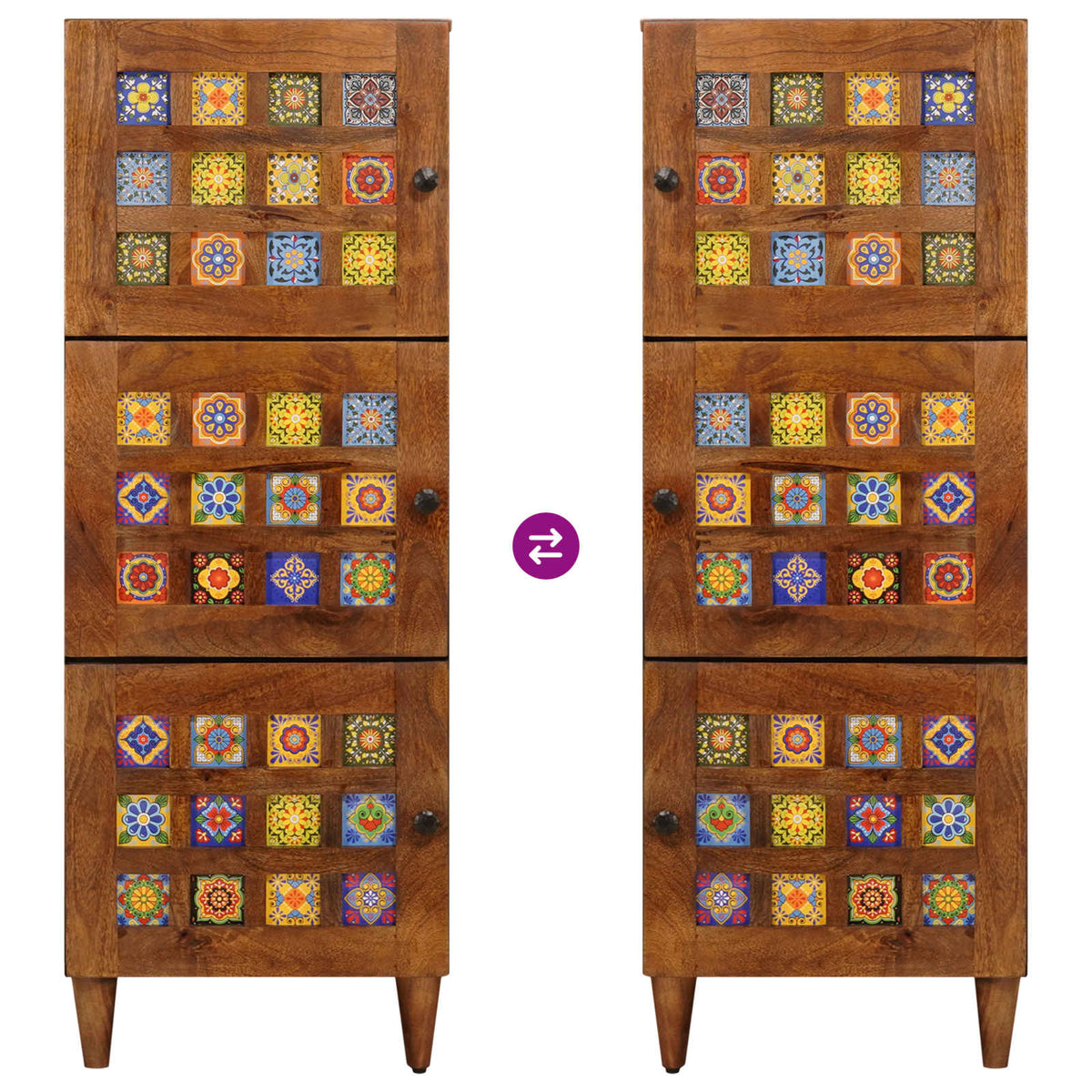 vidaXL Highboard Walnut 40 x 33 x 110 cm Solid Mango Wood