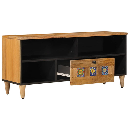 vidaXL TV Cabinet with Shelf Natural 100 x 33 x 46 cm Solid Mango Wood