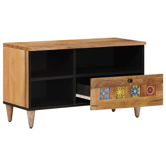vidaXL TV Cabinet with Drawer Natural 80 x 33 x 46 cm Solid Mango Wood