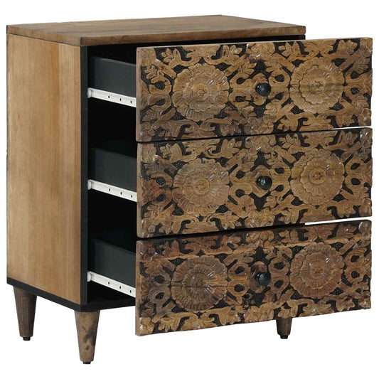 vidaXL Bed cabinet with Drawer Brown 50 x 33 x 60 cm Solid Mango Wood