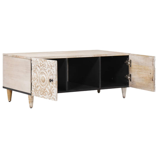 vidaXL Coffee Table White 100 x 54 x 40 cm Solid Mango Wood