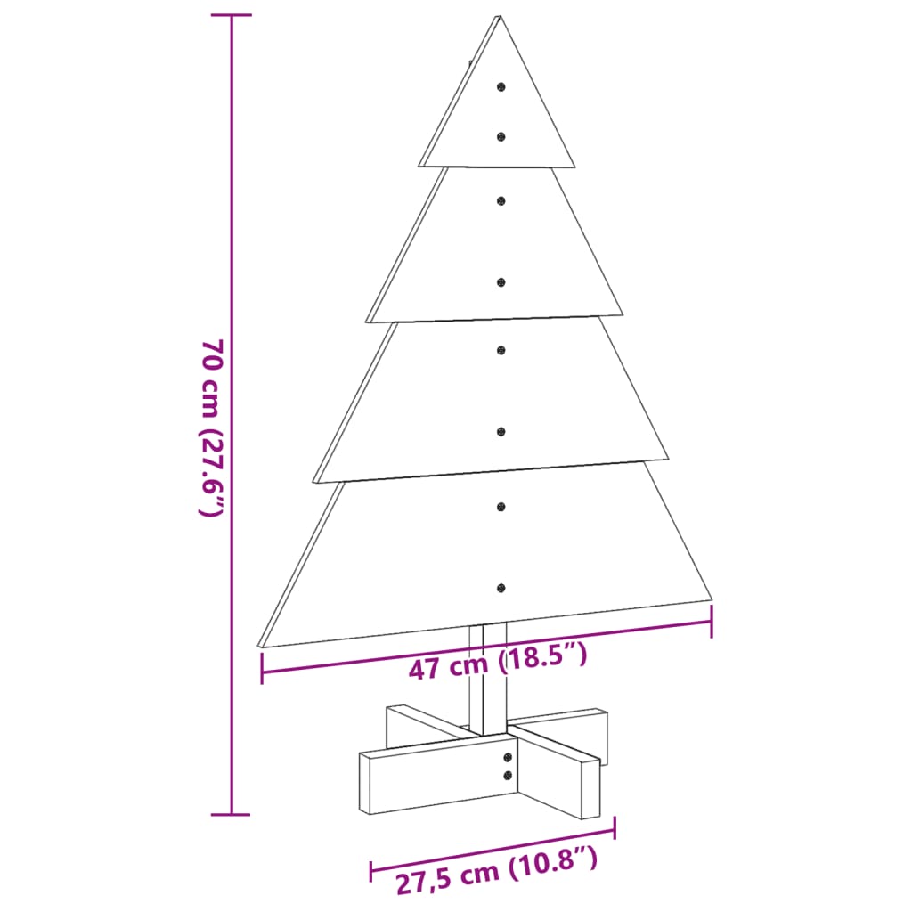 vidaXL Wooden Christmas Tree for Decoration 70 cm Solid Wood
