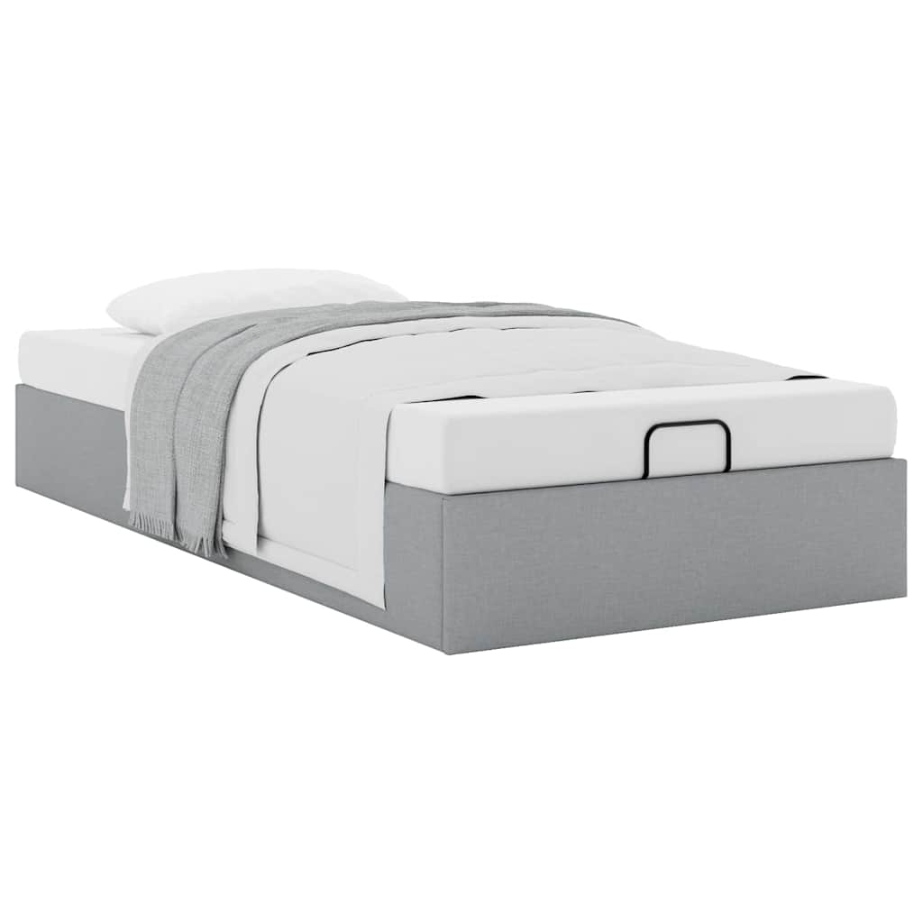 vidaXL Ottoman Bed Frame without Mattress Light Grey Single Fabric