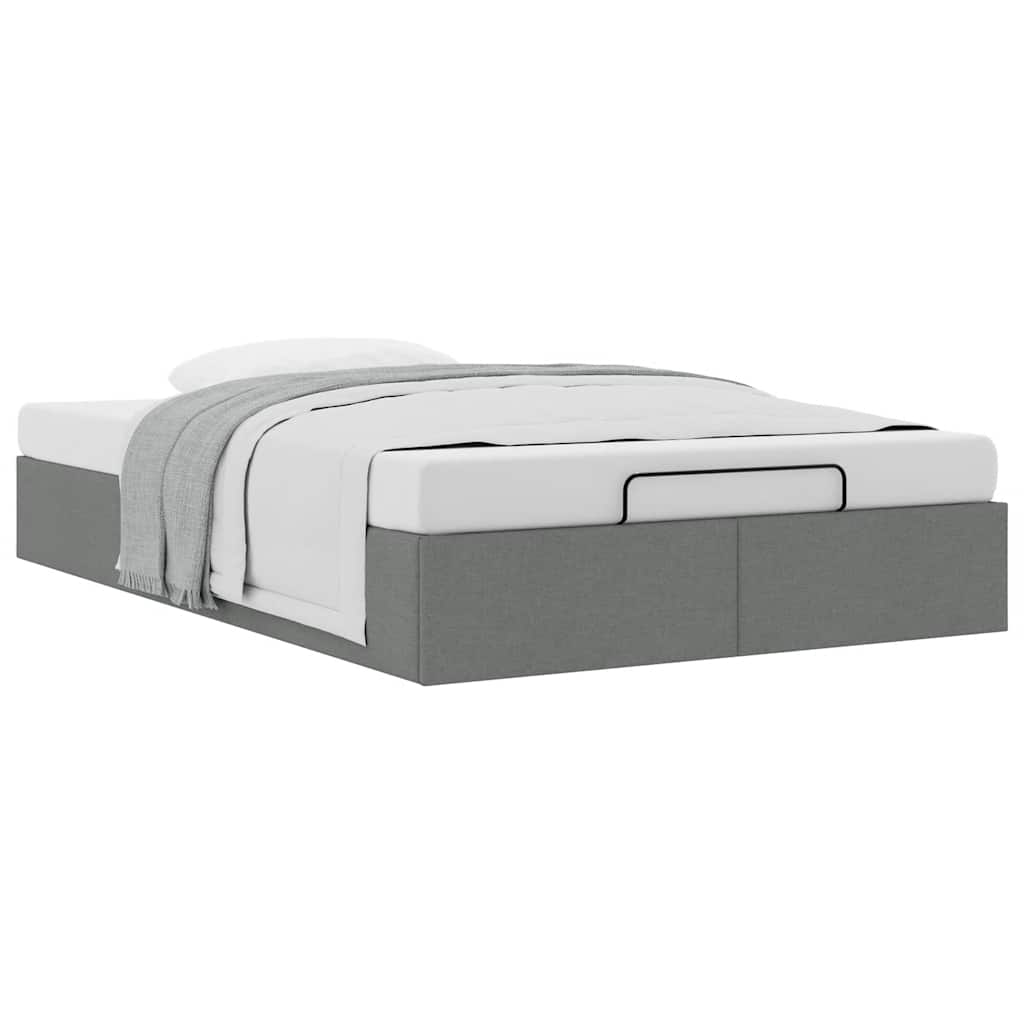 vidaXL Ottoman Bed Frame without Mattress Dark Grey Double Fabric