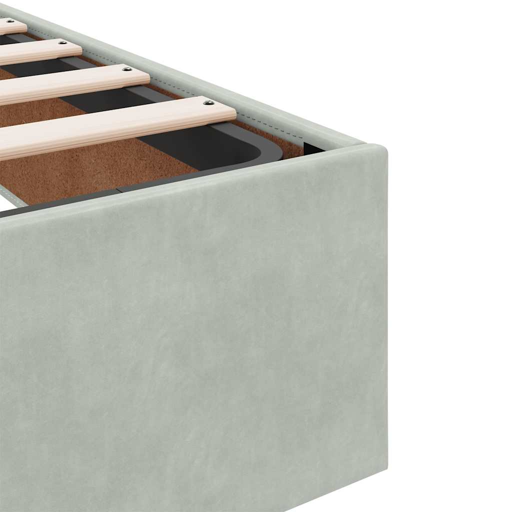 vidaXL Ottoman Bed Frame No Mattress Light Grey Single Velvet