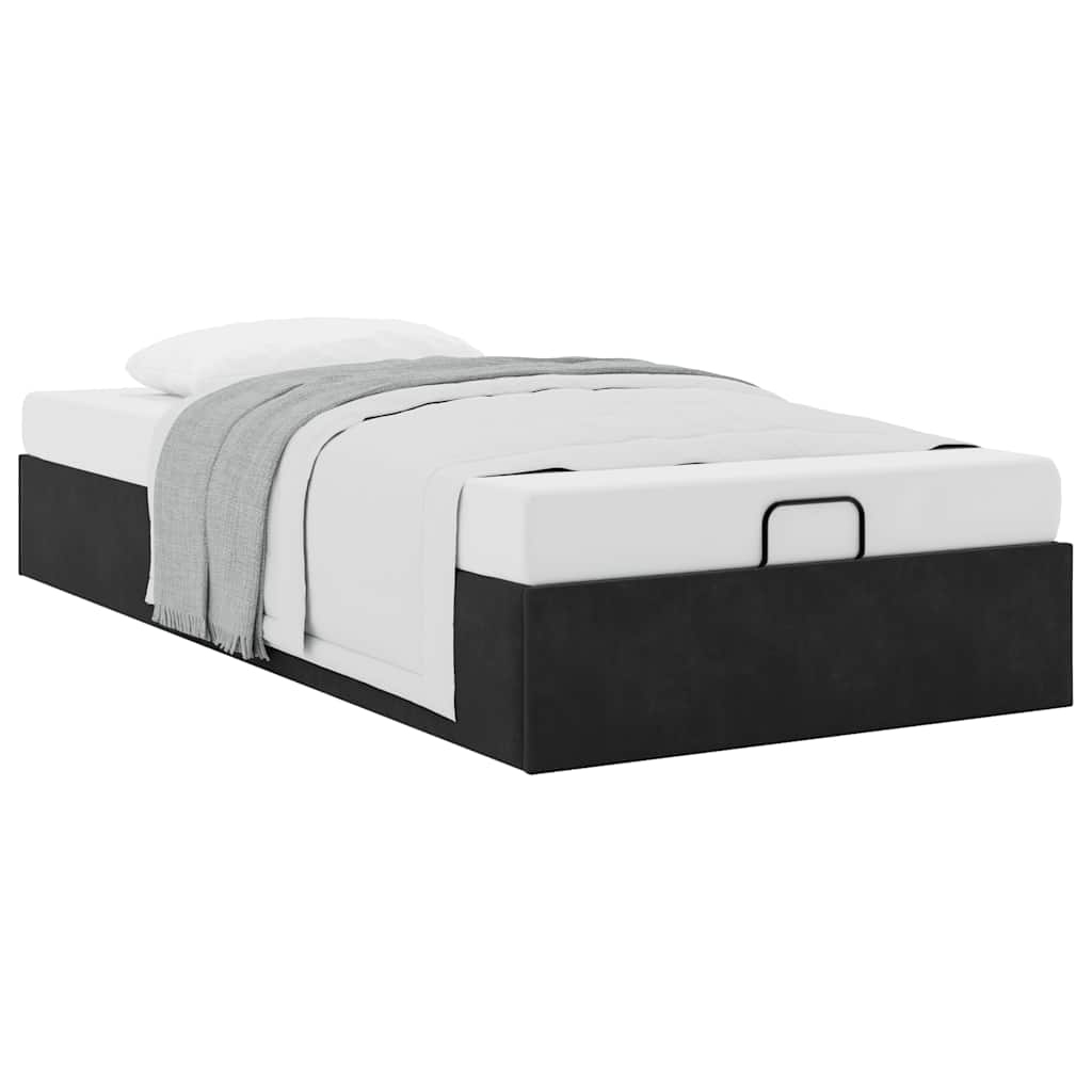 vidaXL Ottoman Bed Frame No Mattress Black Single Velvet