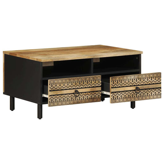 vidaXL Coffee Table Black 80x54x40 cm Solid Rough Wood Mango