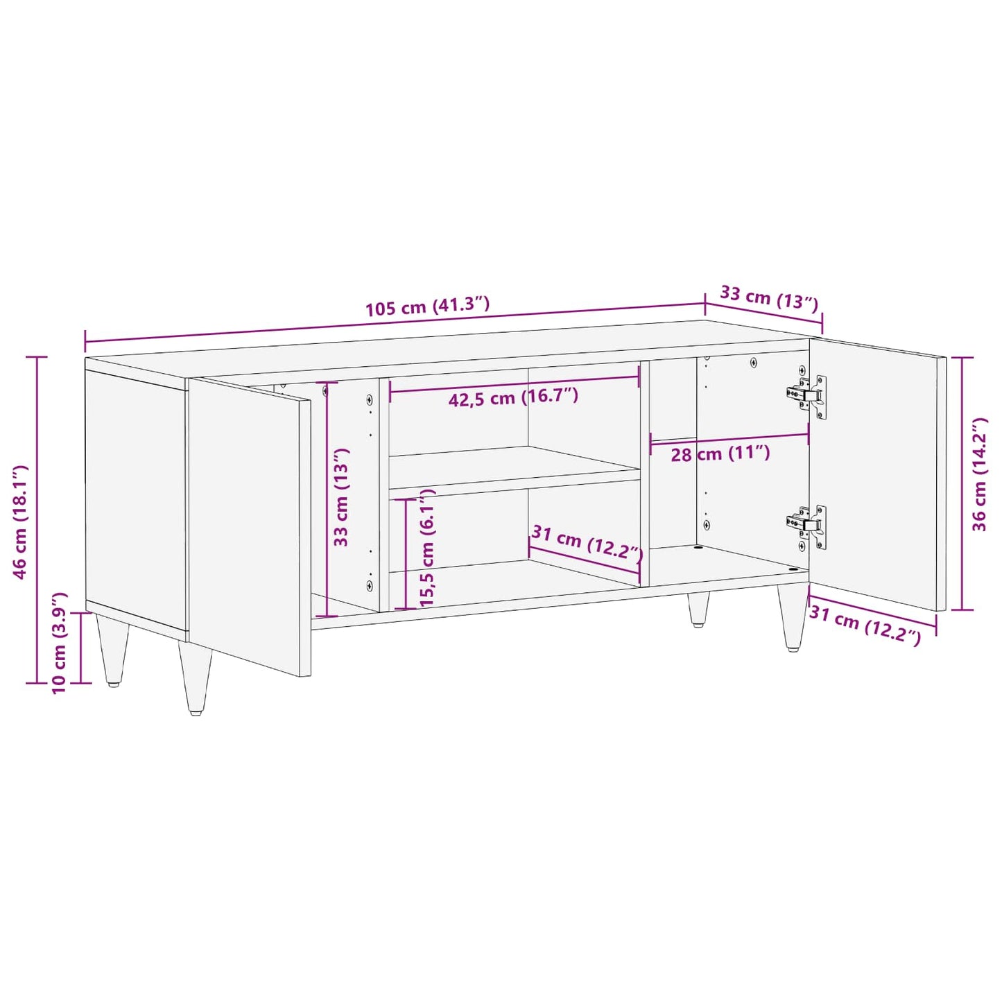 vidaXL Storage Cabinets with Storage Multicolour 105 x 33.5 x 46 cm