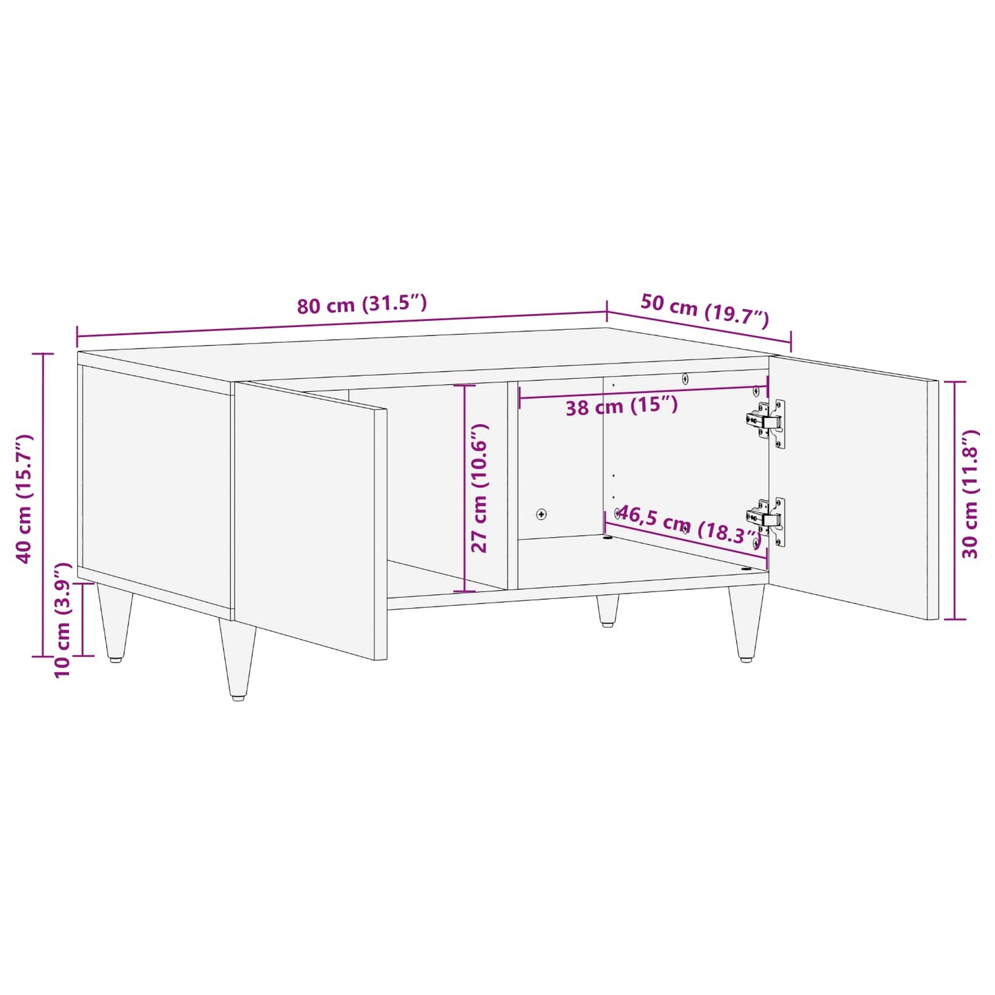 vidaXL Coffee Table Multicolour 80 x 50 x 40 cm Solid Mango Wood