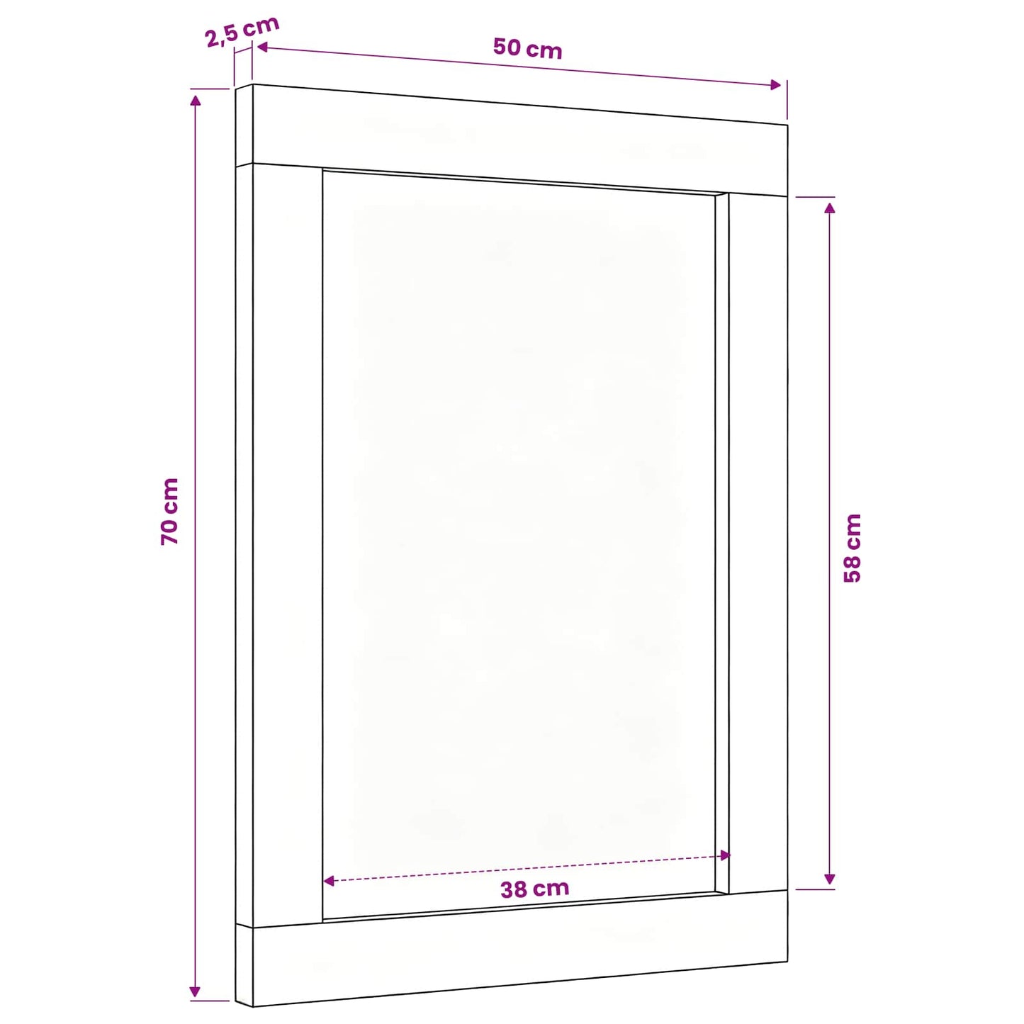 vidaXL Mirror Wall-mounted Multicolour 70 x 50 x 3 cm Glass
