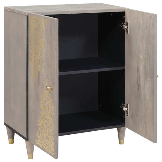 vidaXL Sideboard Grey and Gold 60 x 33 x 75 cm Solid Mango Wood