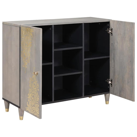 vidaXL Sideboard Grey and Gold 90 x 33 x 75 cm Solid Mango Wood