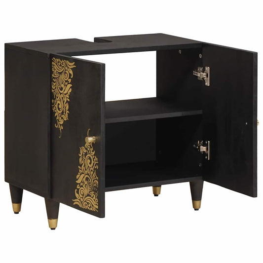 vidaXL Sink cabinet with Door Black 62 x 33 x 58 cm Solid Mango Wood