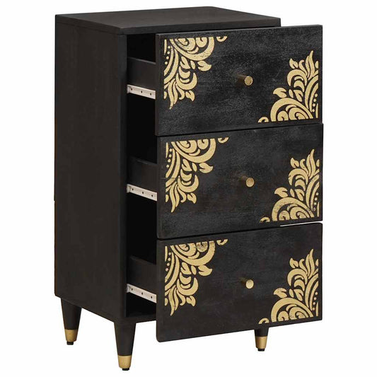 vidaXL Sideboard with Drawer Black 40 x 33 x 75 cm Solid Mango Wood