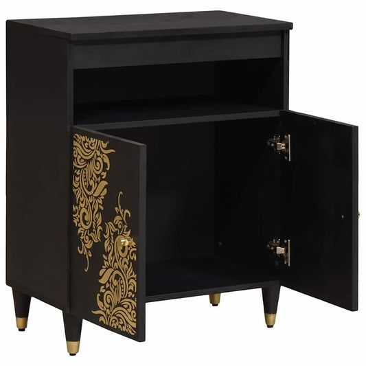 vidaXL Sideboard with Shelf Black 60 x 33 x 75 cm Solid Mango Wood