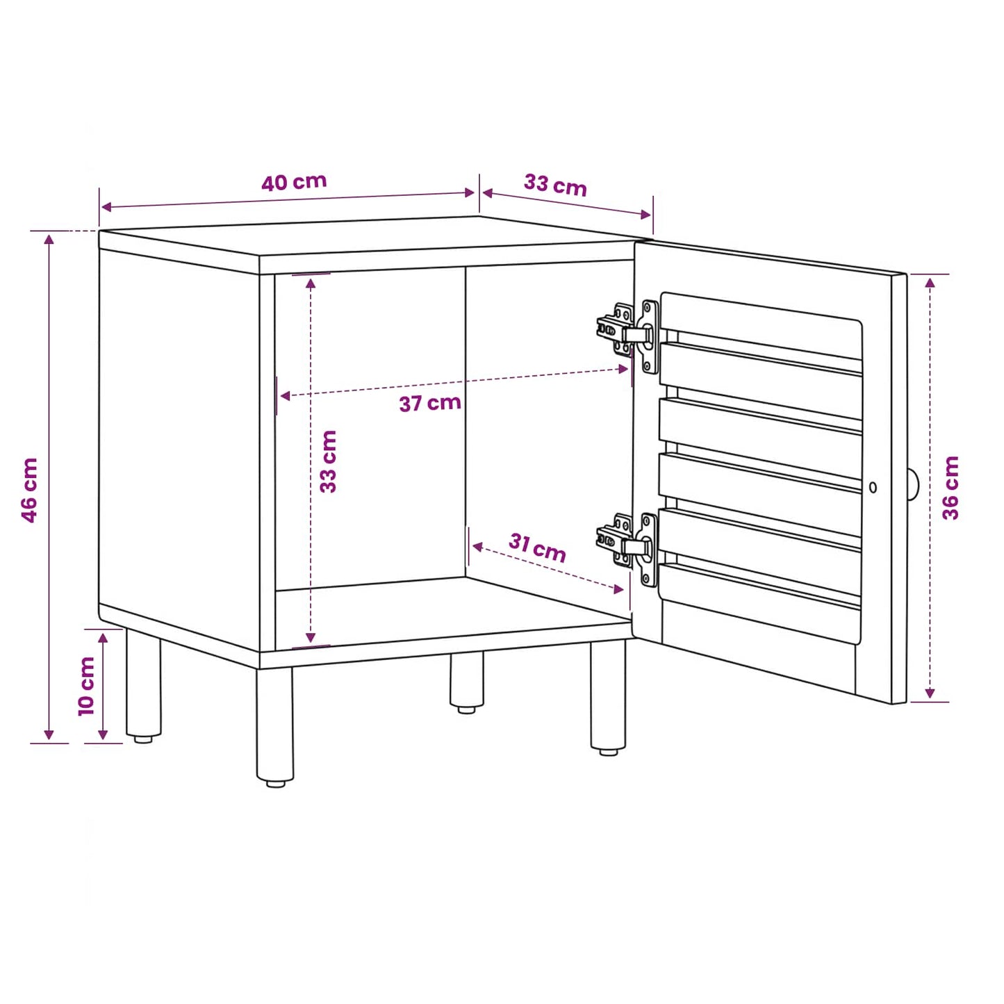 vidaXL Bedside Table Natural 40 x 33 x 46 cm Solid Mango Wood