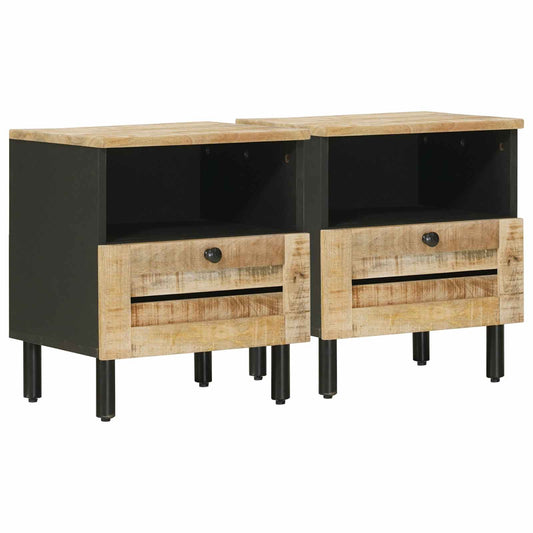 vidaXL Bedside Table 2 pcs Natural 40 x 33 x 46 cm Solid Mango Wood