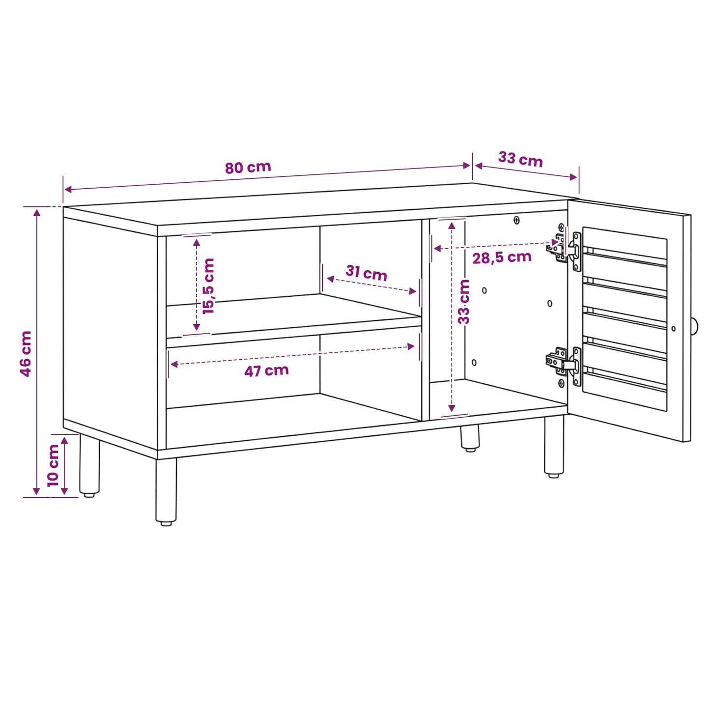 vidaXL Storage Cabinets Natural 80 x 33 x 46 cm Solid Mango Wood
