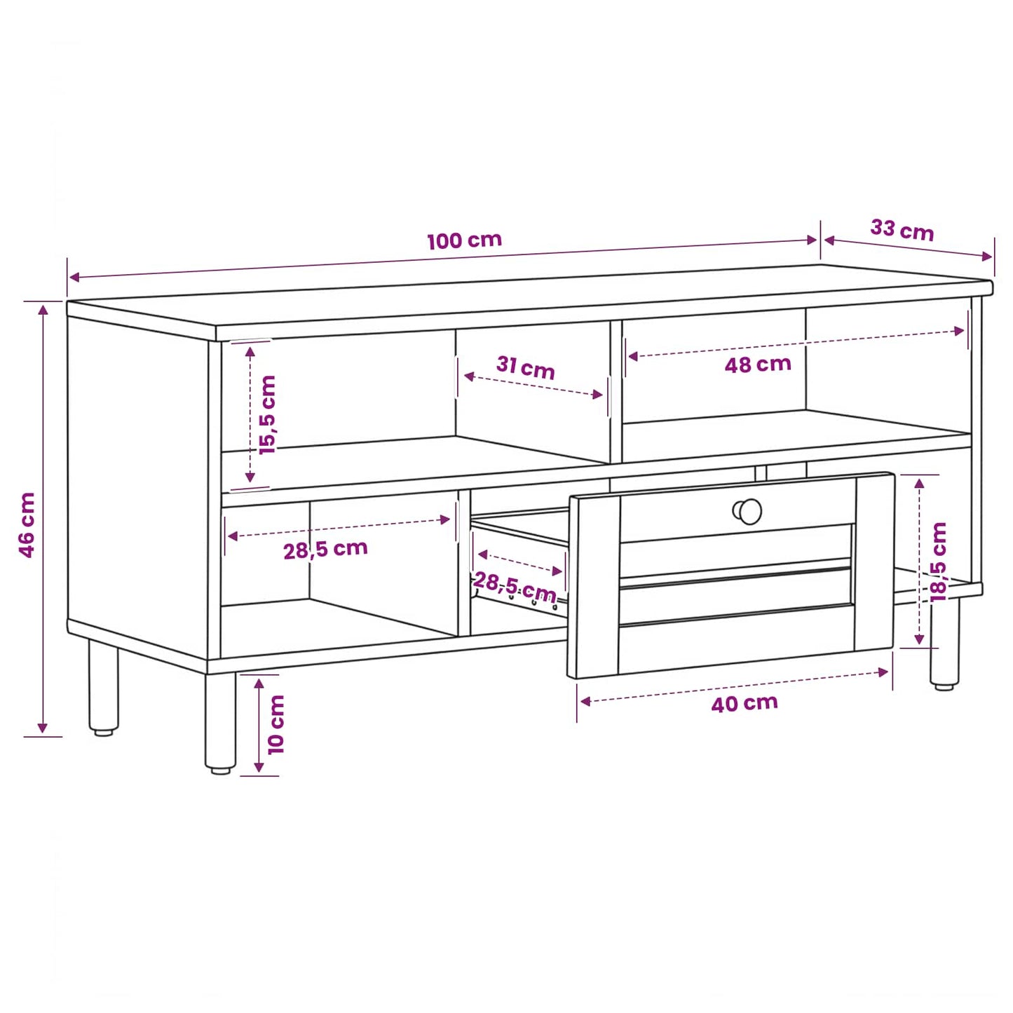 vidaXL Storage Cabinets Natural 100 x 33 x 46 cm Solid Mango Wood
