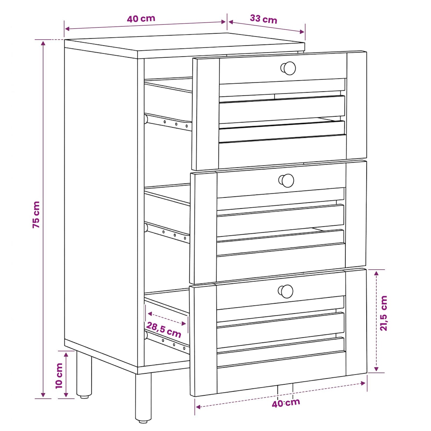 vidaXL Storage Cabinets Natural 40 x 33 x 75 cm Solid Mango Wood