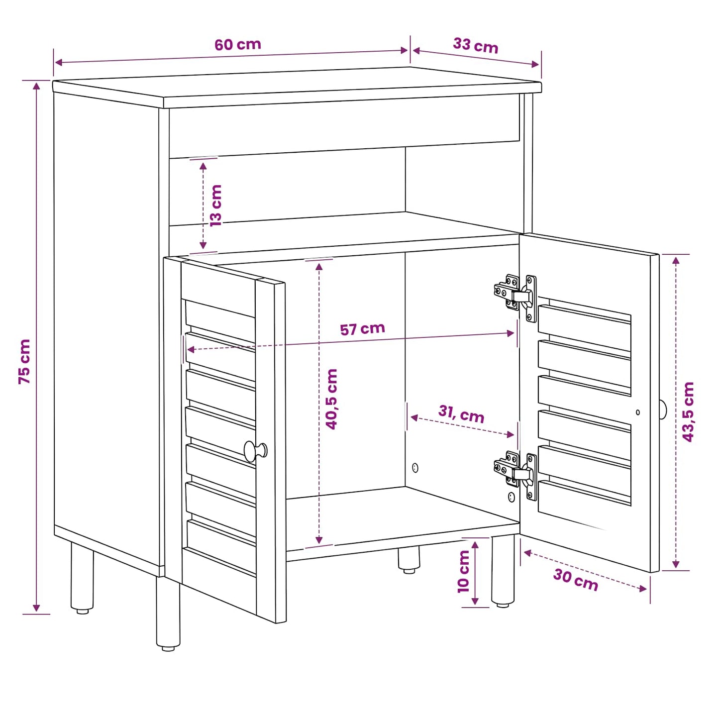vidaXL Storage Cabinets Natural 60 x 33 x 75 cm Solid Mango Wood