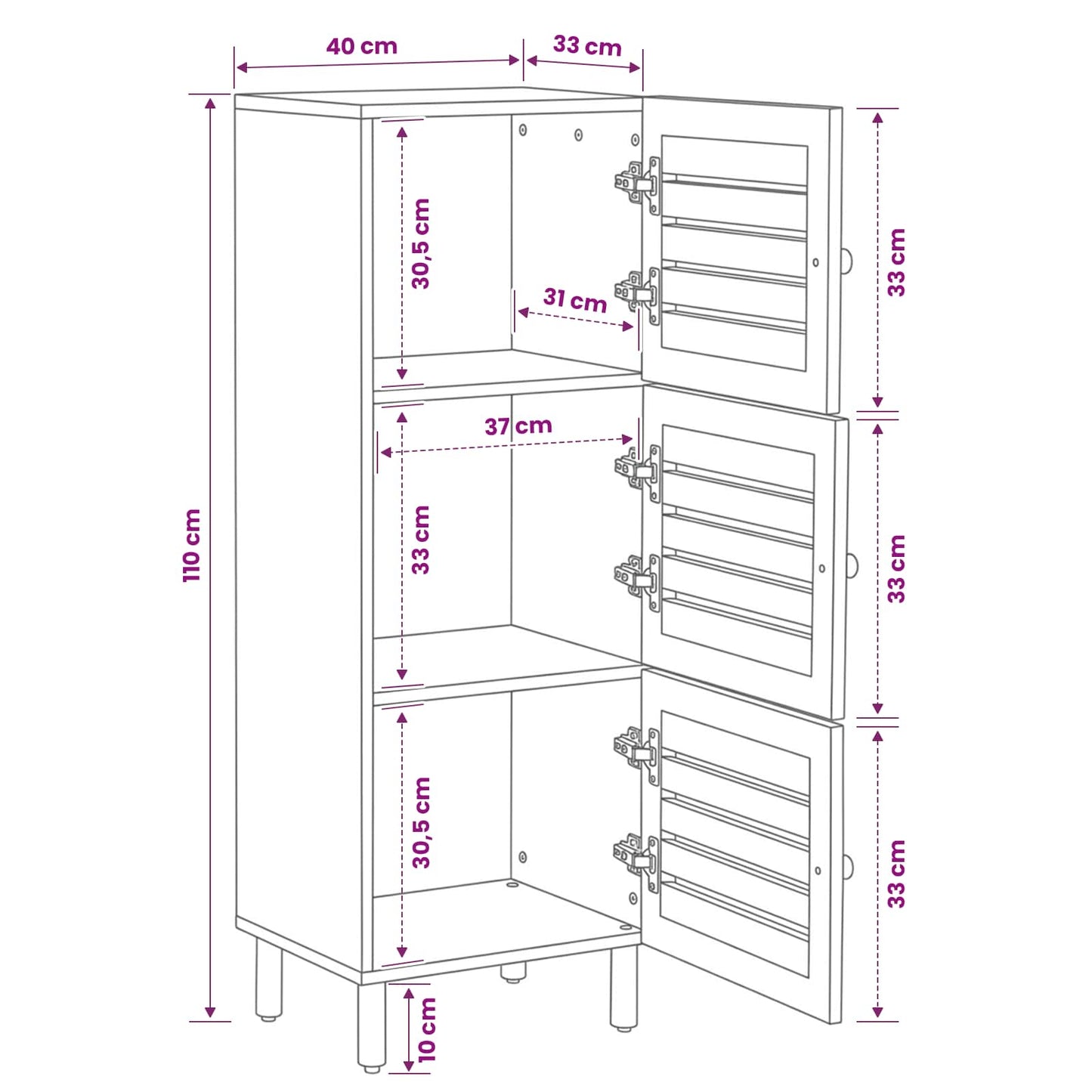 vidaXL Storage Cabinets Natural 40 x 33 x 110 cm Solid Mango Wood