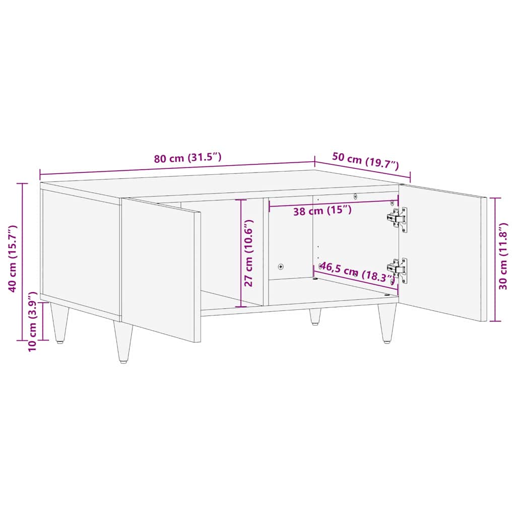 vidaXL Coffee Table 80 x 50 x 40 cm Solid Mango Wood