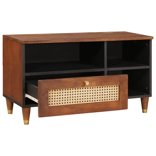 vidaXL TV Cabinet with Drawer Brown 80 x 33.5 x 46 cm Solid Mango Wood