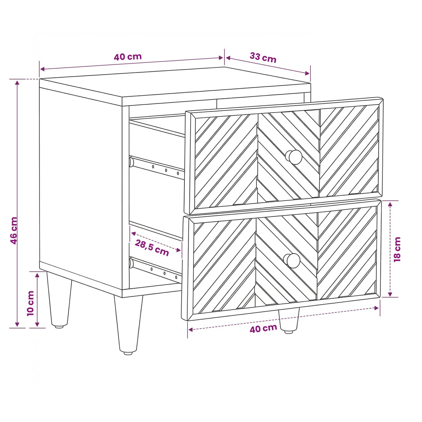 vidaXL Bedside Table 2 pcs Brown 40 x 33.5 x 46 cm Solid Mango Wood