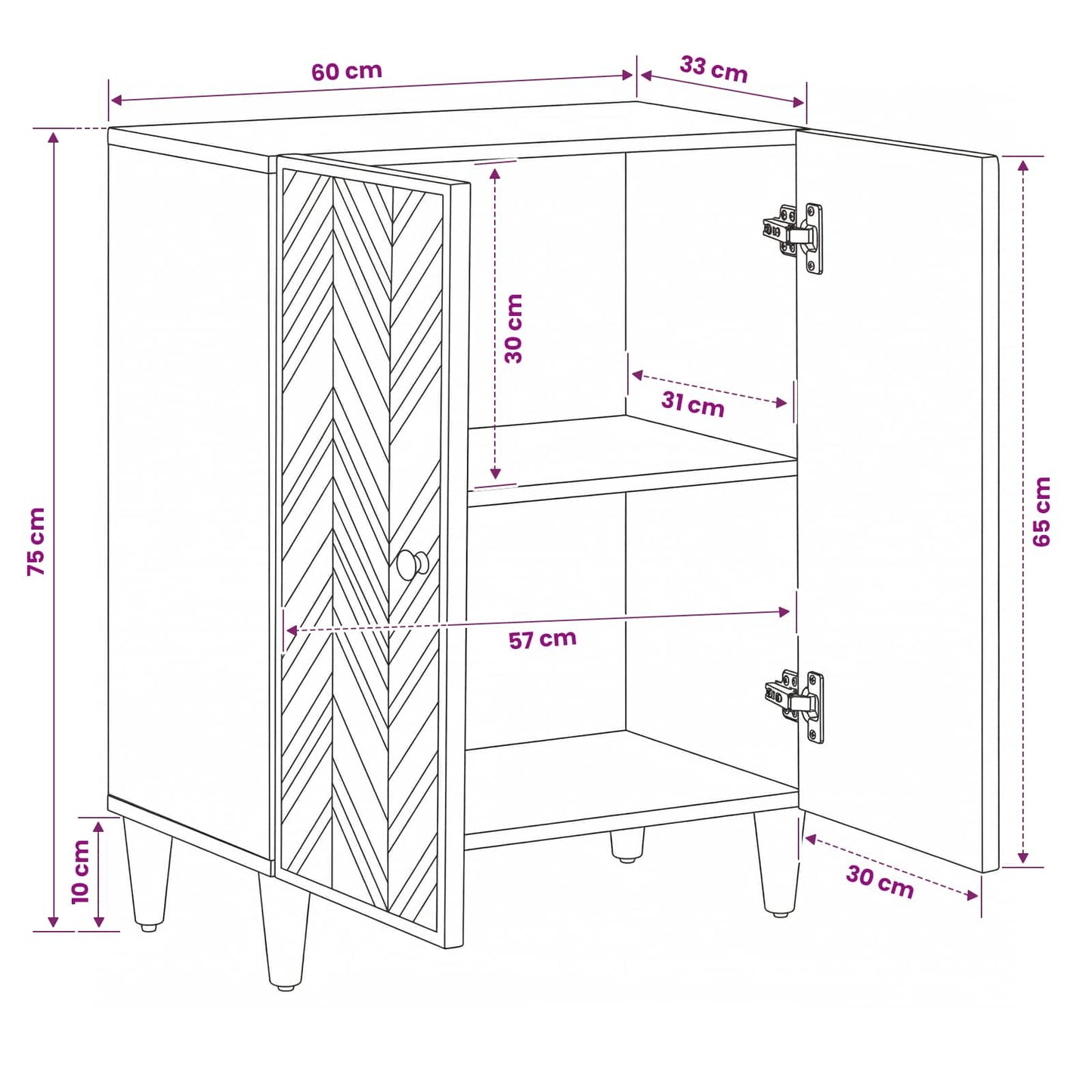 vidaXL Storage Cabinets Brown 60 x 33.5 x 75 cm Solid Mango Wood