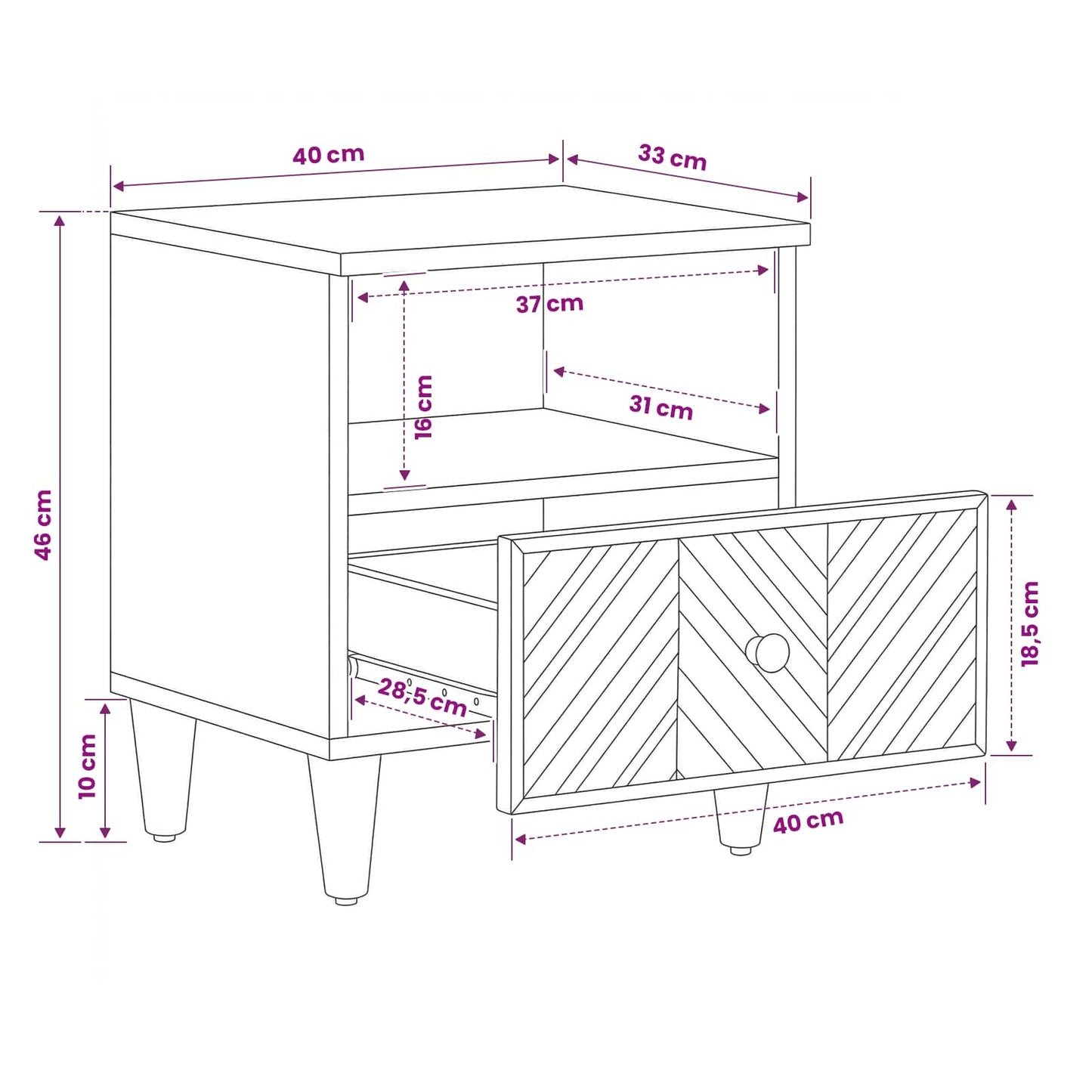 vidaXL Bedside Table Brown 50 x 33 x 60 cm Solid Mango Wood