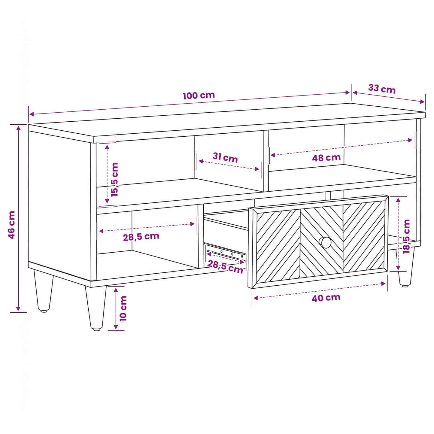 vidaXL Storage Cabinets Brown 100 x 33.5 x 46 cm Solid Mango Wood