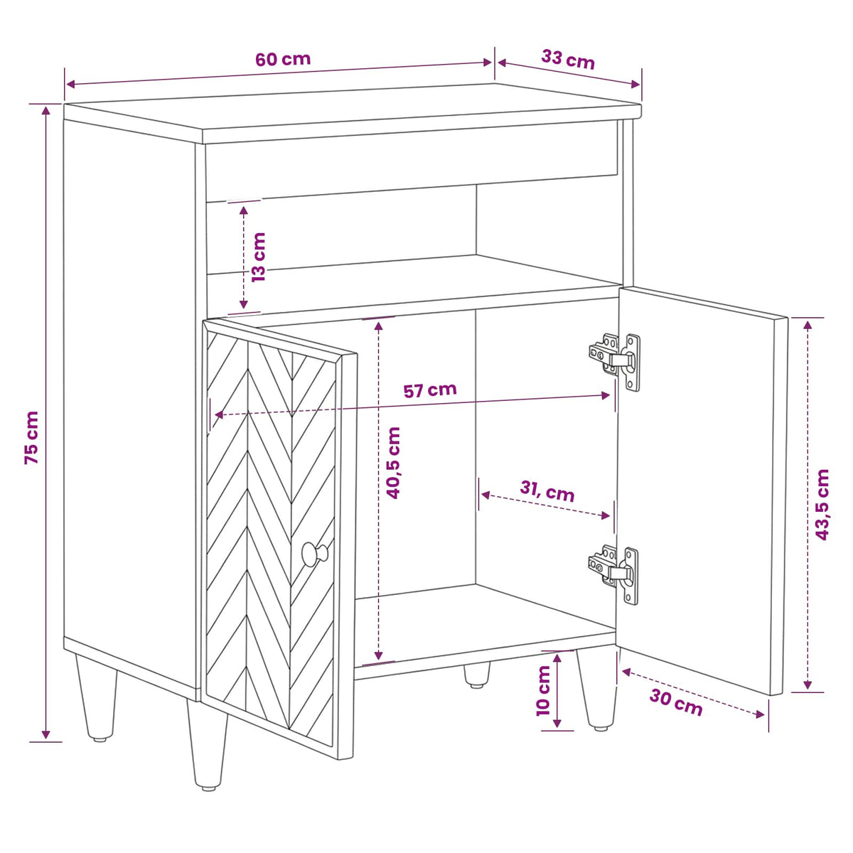 vidaXL Storage Cabinets Brown 60 x 33 x 75 cm Solid Mango Wood