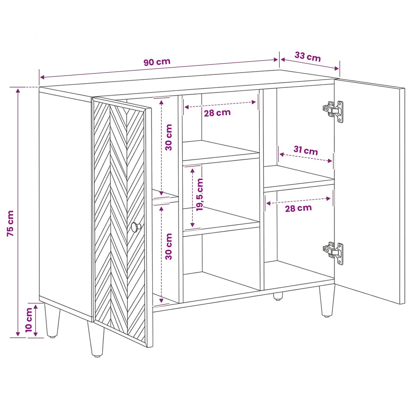 vidaXL Storage Cabinets Brown 90 x 33.5 x 75 cm Solid Mango Wood